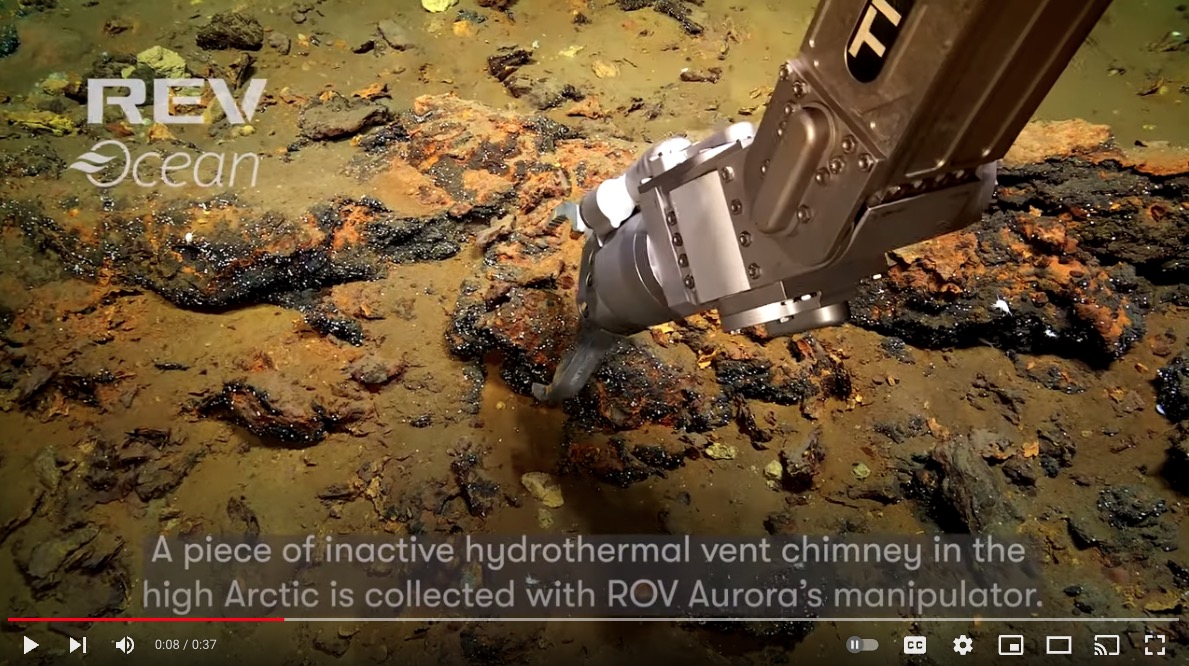 Sampling rocks at the base of hydrothermal vents